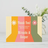 Retro 60s 70s Hippie Groovy Stripes Dank je kaart (Staand voorkant)