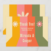 Retro 60s 70s Hippie Groovy Stripes Dank je kaart (Voorkant / Achterkant)