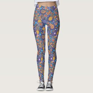 Retro 60s 70s Hippie Paisley Pattern Leggings