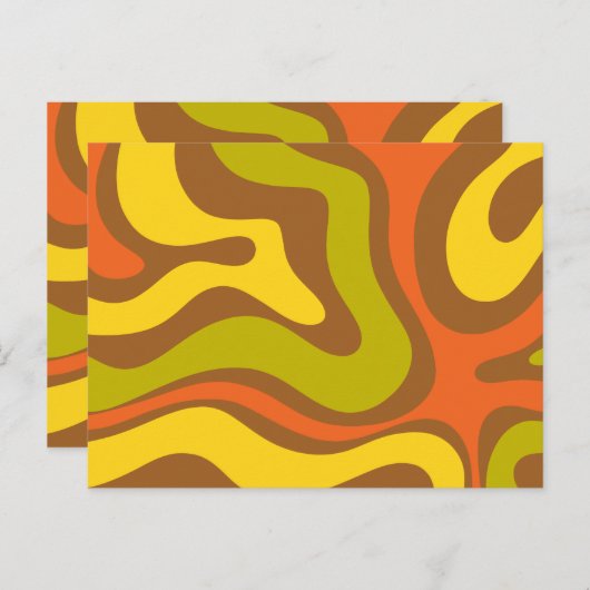 Retro 60s 70s Liquid Swirl Abstract Pattern Kaart (Voorkant / Achterkant)