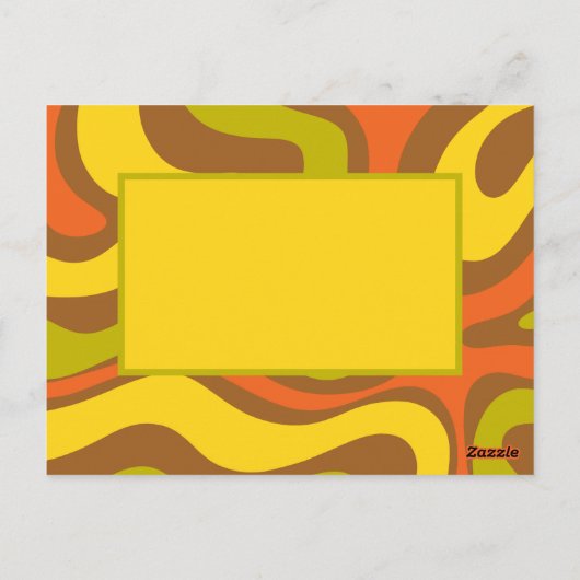 Retro 60s 70s Liquid Swirl Abstract Pattern Kaart (Achterkant)