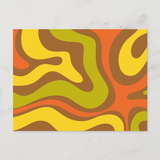 Retro 60s 70s Liquid Swirl Abstract Pattern Kaart (Voorkant)