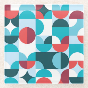 Retro 60's 70's minimalistisch patroon glazen onderzetter