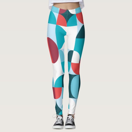 Retro 60's 70's minimalistisch patroon leggings (Voorkant)