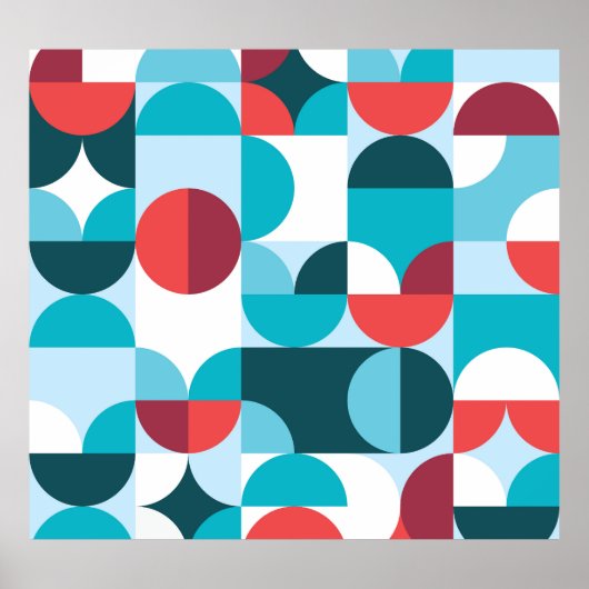 Retro 60's 70's minimalistisch patroon poster (Voorkant)