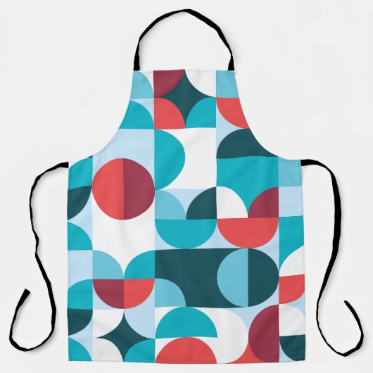 Retro 60's 70's minimalistisch patroon schort (Voorkant)