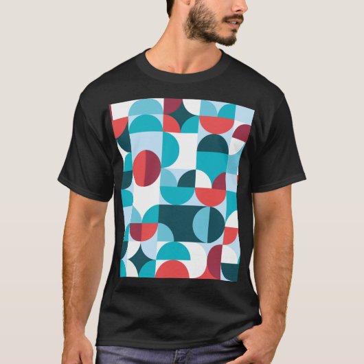 Retro 60's 70's minimalistisch patroon t-shirt (Voorkant)