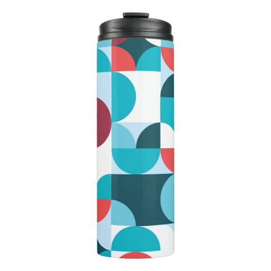 Retro 60's 70's minimalistisch patroon thermosbeker (Voorkant)