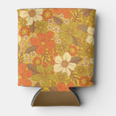 Retro 60s/70s Oranje en Olijfgroene Floral Blikjeskoeler (Voorkant)