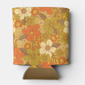 Retro 60s/70s Oranje en Olijfgroene Floral Blikjeskoeler (Achterkant)