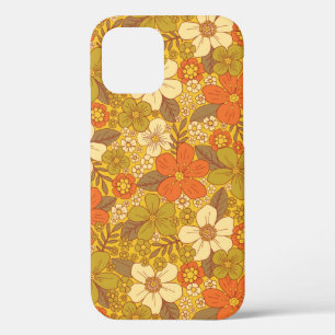 Retro 60s/70s Oranje en Olijfgroene Floral Case-Mate iPhone Case