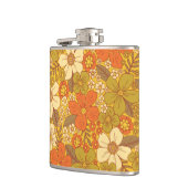 Retro 60s/70s Oranje en Olijfgroene Floral Heupfles (Links)