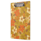 Retro 60s/70s Oranje en Olijfgroene Floral Klembord (Links)