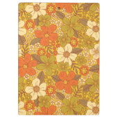 Retro 60s/70s Oranje en Olijfgroene Floral Klembord (Achterkant)