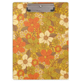 Retro 60s/70s Oranje en Olijfgroene Floral Klembord (Voorkant)