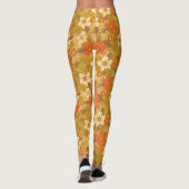 Retro 60s/70s Oranje en Olijfgroene Floral Leggings (Achterkant)