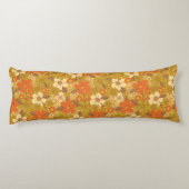 Retro 60s/70s Oranje en Olijfgroene Floral Lichaamskussen (Achterkant)