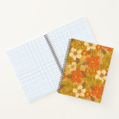 Retro 60s/70s Oranje en Olijfgroene Floral Notitieboek (Binnen)