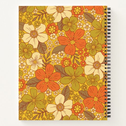 Retro 60s/70s Oranje en Olijfgroene Floral Notitieboek (Achterkant)