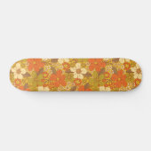 Retro 60s/70s Oranje en Olijfgroene Floral Persoonlijk Skateboard (Horizontaal)