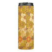 Retro 60s/70s Oranje en Olijfgroene Floral Thermosbeker (Achterkant)