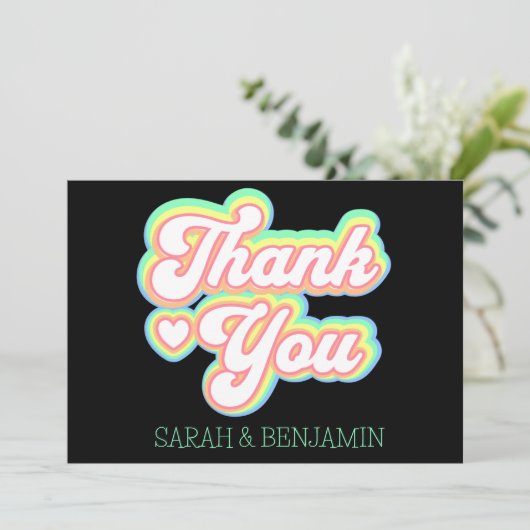 Retro 60s.70s Persoonlijke Weddenschappen Bedankkaart (Staand voorkant)