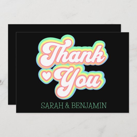 Retro 60s.70s Persoonlijke Weddenschappen Bedankkaart (Voorkant / Achterkant)