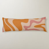 Retro 60s 70s Psychedelic Swirls Orange Pink Lichaamskussen (Achterkant)