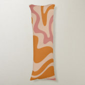 Retro 60s 70s Psychedelic Swirls Orange Pink Lichaamskussen (Voorkant Verticaal)