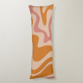 Retro 60s 70s Psychedelic Swirls Orange Pink Lichaamskussen (Achterkant (Verticaal))