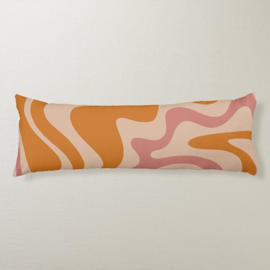 Retro 60s 70s Psychedelic Swirls Orange Pink Lichaamskussen (Voorkant)