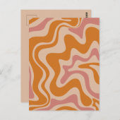 Retro 60s 70s Psychedelic Swirls Oranje roze Briefkaart (Voorkant / Achterkant)