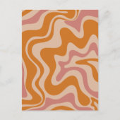 Retro 60s 70s Psychedelic Swirls Oranje roze Briefkaart (Voorkant)
