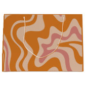 Retro 60s 70s Psychedelic Swirls Oranje roze Groot Cadeauzakje (Voorkant)