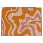 Retro 60s 70s Psychedelic Swirls Oranje roze Groot Cadeauzakje (Achterkant)