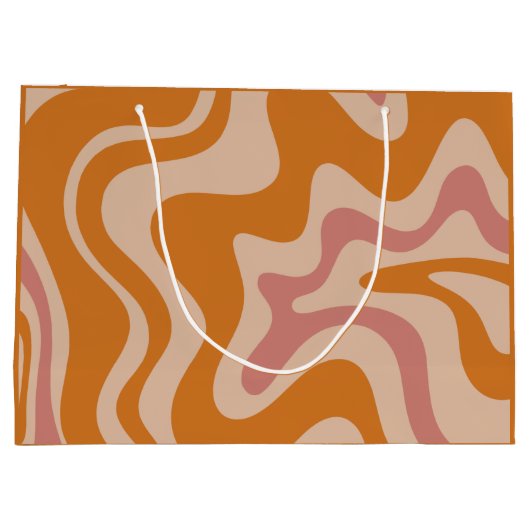 Retro 60s 70s Psychedelic Swirls Oranje roze Groot Cadeauzakje (Achterkant)