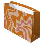 Retro 60s 70s Psychedelic Swirls Oranje roze Groot Cadeauzakje (Achterkant Gekanteld)