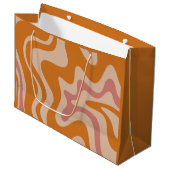 Retro 60s 70s Psychedelic Swirls Oranje roze Groot Cadeauzakje (Voorkant Gekanteld)