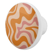 Retro 60s 70s Psychedelic Swirls Oranje roze Keramische Knop (Rechts)