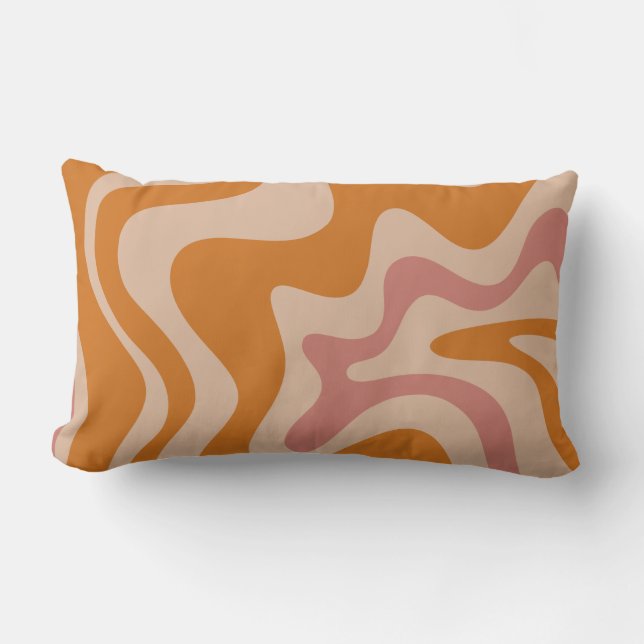 Retro 60s 70s Psychedelic Swirls Oranje roze Kussen (Voorkant)