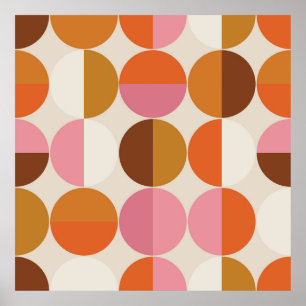 Retro 60s-70s stijl met een regenbooghippiezon in poster