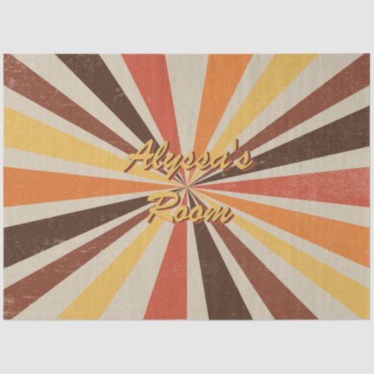 Retro 60s 70s Sunburst Striped Name Room Decoupage Tissuepapier (Voorkant)
