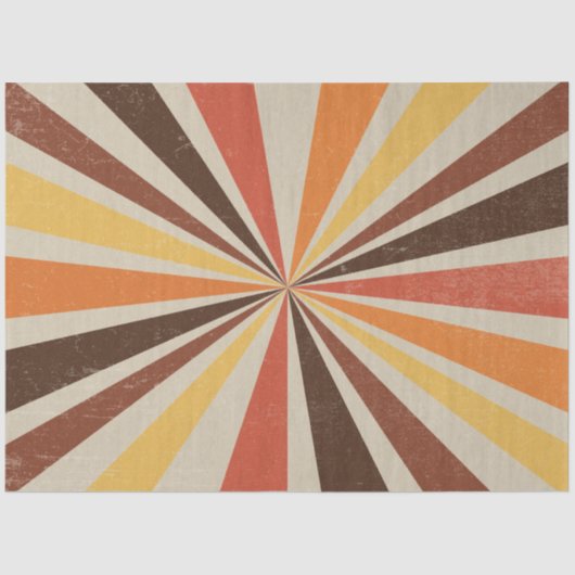 Retro 60s 70s Sunburst Striped Oranje Gold Brown Tissuepapier (Voorkant)