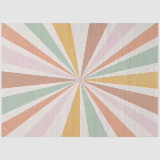 Retro 60s 70s Sunburst Striped Pink Mint Gold Tissuepapier (Voorkant)