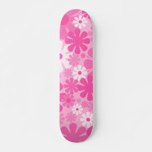 Retro 60s 70s Y2K esthetisch Floral Patroon in Roz Persoonlijk Skateboard