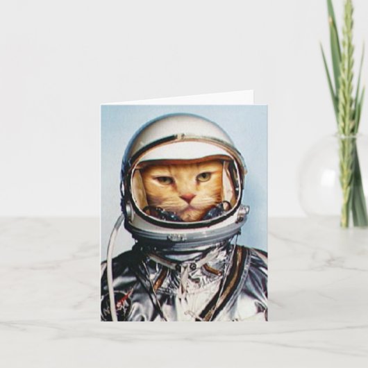 Retro 60s Astronaut Cat Kaart (Voorkant)