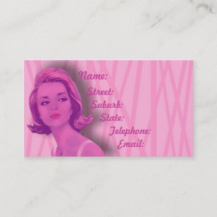 Retro 60s Baby Roze hairdressers Visitekaartje