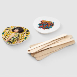 Retro 60's Beauty Geometric fashionplate yellow Handwaaier