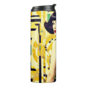 Retro 60's beauty geometric yellow green thermosbeker (Gedraaid links)