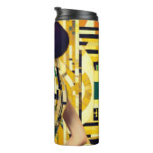 Retro 60's beauty geometric yellow green thermosbeker (Geroteerd rechts)